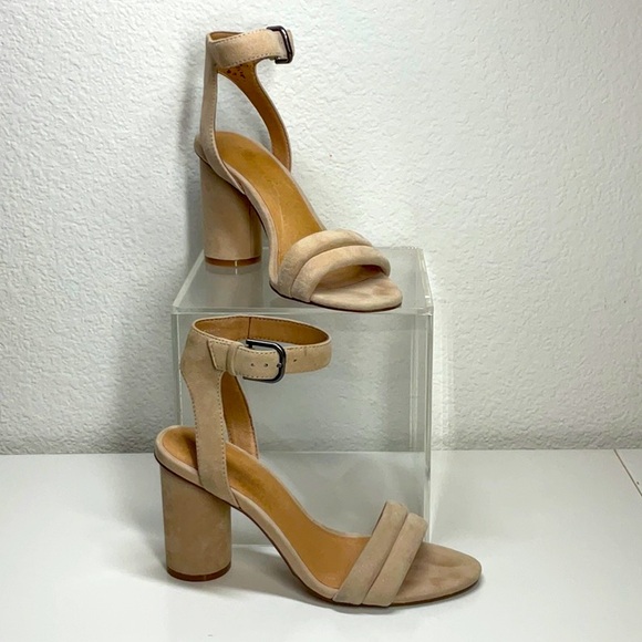 Madewell Rosalie Suede High Heel Sandal Sand Dune Size 7 - Picture 2 of 11